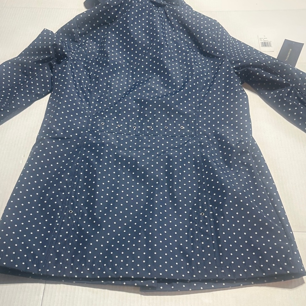 NWT Weathrproof Navy & white Polka Dot Raincoat w pockets zipper and buttons - Picture 12 of 15